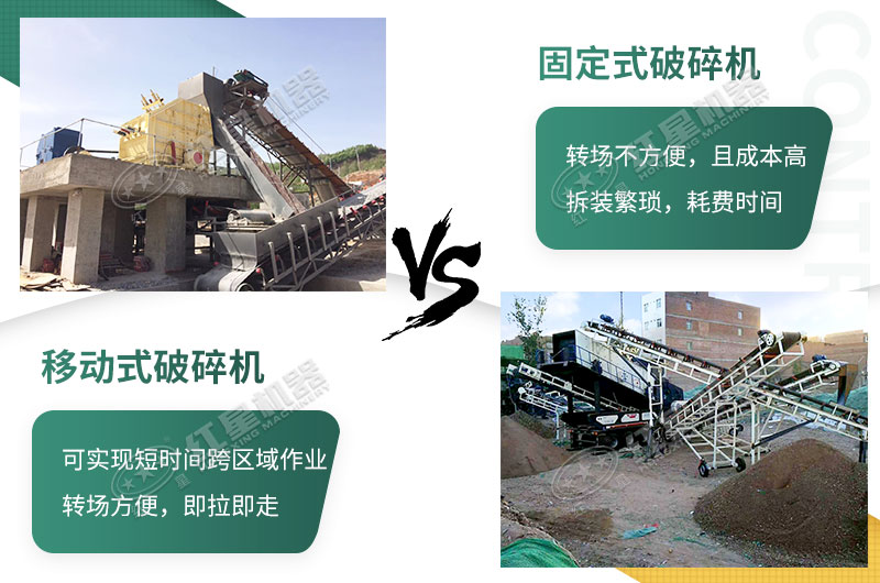 流動(dòng)粉碎石機(jī)，可以隨時(shí)轉(zhuǎn)場(chǎng)停車生產(chǎn)的破碎生產(chǎn)線